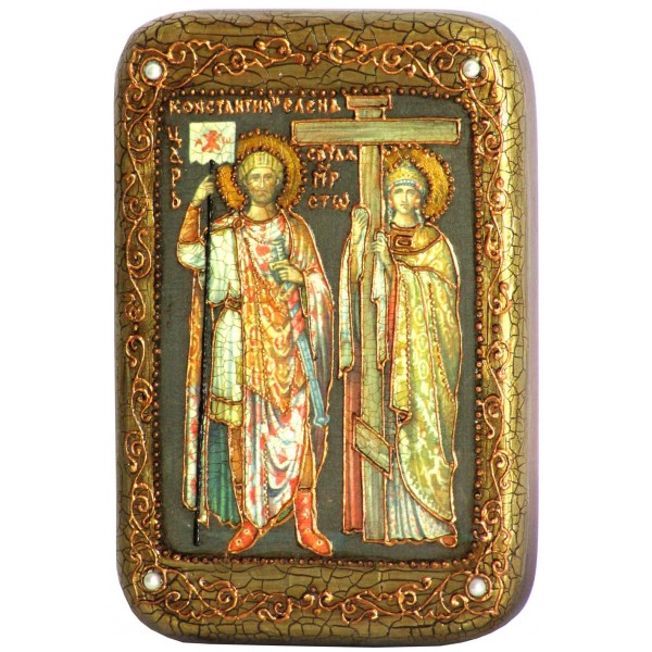 Святые равноапостольные Константин и Елена, Настольная икона, 10 Х15